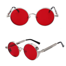 Load image into Gallery viewer, loomrack Retro Round Metal Frame Sunglasses Sunglasses Silver w sea red

