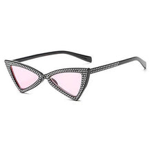 Load image into Gallery viewer, loomrack Rhinestone Triangle Cat Eye Sunglasses Sunglasses clear pink
