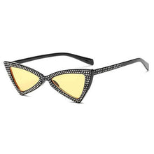 Load image into Gallery viewer, loomrack Rhinestone Triangle Cat Eye Sunglasses Sunglasses clear yellow
