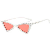 Load image into Gallery viewer, loomrack Rhinestone Triangle Cat Eye Sunglasses Sunglasses white with red
