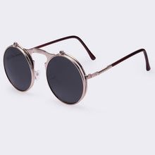 Load image into Gallery viewer, loomrack Round Steampunk Sunglasses for Men Sunglasses Black Silver
