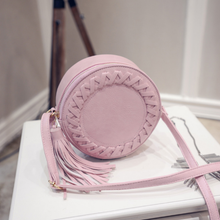 Load image into Gallery viewer, loomrack Round Woven Crossbody Bag Cross Body Bags Pink
