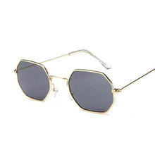 Load image into Gallery viewer, loomrack Small Vintage Metal Hexagon Frame Sunglasses Sunglasses Gold Gray

