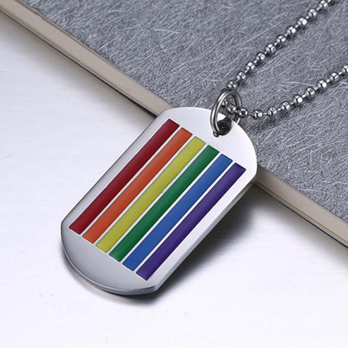 loomrack Stainless Steel Rainbow Pride Tag Necklace Pendant Necklaces