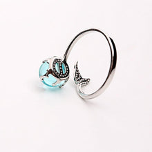 Load image into Gallery viewer, loomrack Sterling Silver Mermaid Crystal Ball Ring Rings

