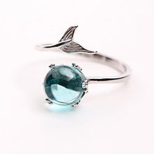 Load image into Gallery viewer, loomrack Sterling Silver Mermaid Crystal Ball Ring Rings Resizable / 925 sterling silver
