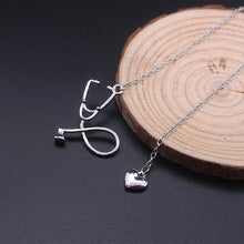 Load image into Gallery viewer, loomrack Stethoscope Heart Pendant Necklace Pendant Necklaces Silver
