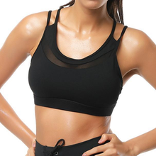 Load image into Gallery viewer, loomrack Strappy Mesh Push-up Workout Bralette Sports Bras Black / L
