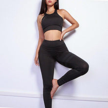 Load image into Gallery viewer, loomrack Striped Thigh Yoga Set Yoga Sets Black 2-Piece Set / S
