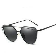 Load image into Gallery viewer, loomrack Thin Metal Frame Cat Eye Sunglasses Sunglasses Black Black
