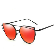 Load image into Gallery viewer, loomrack Thin Metal Frame Cat Eye Sunglasses Sunglasses Black Red
