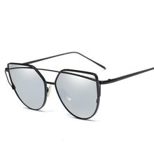 Load image into Gallery viewer, loomrack Thin Metal Frame Cat Eye Sunglasses Sunglasses Black Silver
