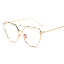 Load image into Gallery viewer, loomrack Thin Metal Frame Cat Eye Sunglasses Sunglasses Gold Clear
