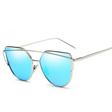 Load image into Gallery viewer, loomrack Thin Metal Frame Cat Eye Sunglasses Sunglasses Silver Blue
