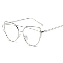Load image into Gallery viewer, loomrack Thin Metal Frame Cat Eye Sunglasses Sunglasses Silver Clear

