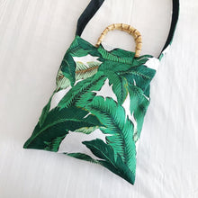 Load image into Gallery viewer, loomrack Tropical Boho Bamboo Handle Bag Top-Handle Bags
