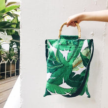 Load image into Gallery viewer, loomrack Tropical Boho Bamboo Handle Bag Top-Handle Bags
