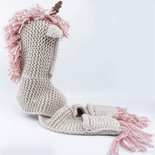 Load image into Gallery viewer, loomrack Unicorn Winter Hat Scarf Wrap With Hand Pockets Baby Accessories
