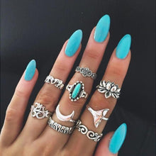 Load image into Gallery viewer, loomrack Vintage Bohemian Ring Sets Rings N10-Set9 Turquoise
