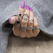 Load image into Gallery viewer, loomrack Vintage Bohemian Ring Sets Rings N13-Set10 Black Palm
