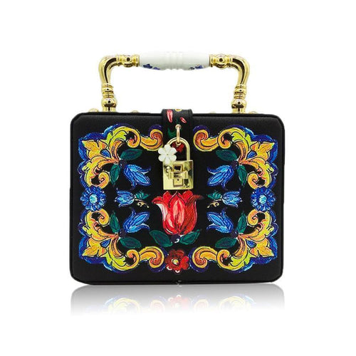 loomrack Vintage Floral Ceramic Top Handle Bag Top-Handle Bags