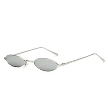 Load image into Gallery viewer, loomrack Vintage Micro Metal Oval Frame Sunglasses Sunglasses Silver Mirror
