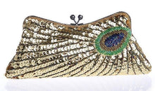 Load image into Gallery viewer, loomrack Vintage Peacock Sequin Evening Bag Evening Bags Gold
