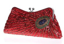 Load image into Gallery viewer, loomrack Vintage Peacock Sequin Evening Bag Evening Bags Red
