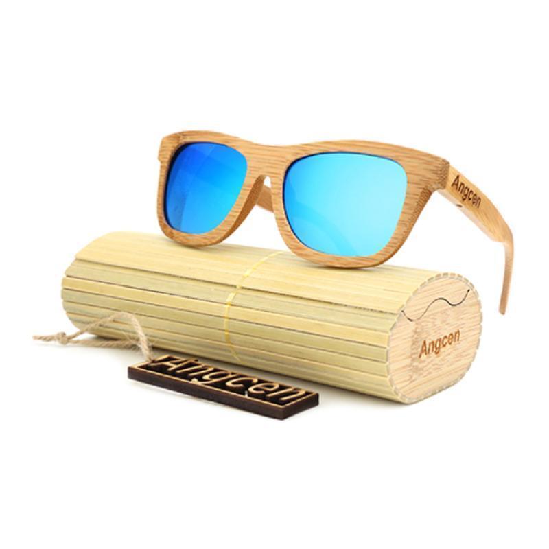 loomrack Vintage Style Bamboo Sunglasses Sunglasses Blue