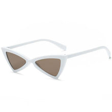 Load image into Gallery viewer, loomrack Vintage Triangle Retro Sunglasses Sunglasses White Frame Brown
