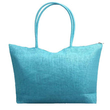 Load image into Gallery viewer, loomrack Women&#39;s Woven Straw Tote Bag - Perfect for the Beach! Shoulder Bags Aquamarine
