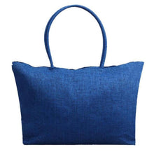 Load image into Gallery viewer, loomrack Women&#39;s Woven Straw Tote Bag - Perfect for the Beach! Shoulder Bags Deep Blue
