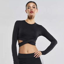 Load image into Gallery viewer, loomrack Yoga Long Sleeve Criss Cross Crop Top Yoga Shirts
