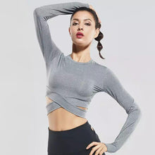 Load image into Gallery viewer, loomrack Yoga Long Sleeve Criss Cross Crop Top Yoga Shirts
