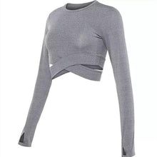 Load image into Gallery viewer, loomrack Yoga Long Sleeve Criss Cross Crop Top Yoga Shirts
