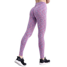 Load image into Gallery viewer, No Pain, No Gain Push Up Breathable Leggings Leggings Stripe-Purple / S
