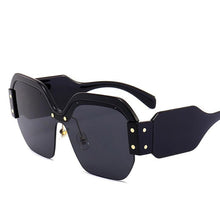 Load image into Gallery viewer, Oversized Half Frame Rimless Retro Acrylic Sunglasses Sunglasses D325 black black
