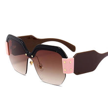 Load image into Gallery viewer, Oversized Half Frame Rimless Retro Acrylic Sunglasses Sunglasses D325 black brown
