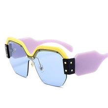 Load image into Gallery viewer, Oversized Half Frame Rimless Retro Acrylic Sunglasses Sunglasses D325 yellow blue
