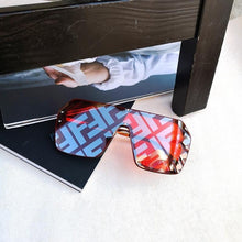 Load image into Gallery viewer, Oversized Retro Square Frame Transparent Sunglasses Sunglasses red with F
