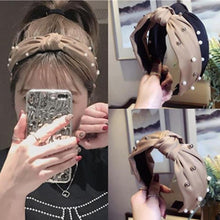 Load image into Gallery viewer, Pearls Solid Bow Knotted Hairband Headbands color 1
