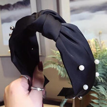Load image into Gallery viewer, Pearls Solid Bow Knotted Hairband Headbands color 2

