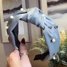 Load image into Gallery viewer, Pearls Solid Bow Knotted Hairband Headbands color 3

