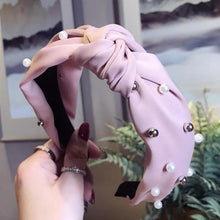 Load image into Gallery viewer, Pearls Solid Bow Knotted Hairband Headbands color 4
