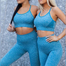 Load image into Gallery viewer, Power Seamless Quick Dry Yoga Set Leggings Blue / S
