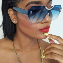 Load image into Gallery viewer, Rimless Oversized Square Frame Sunglasses Sunglasses c26 green green
