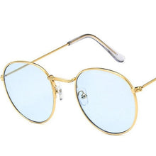 Load image into Gallery viewer, Round Mirror Sunglasses Sunglasses Gold Blue1
