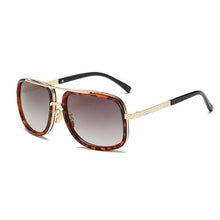 Load image into Gallery viewer, Square Lens Luxury Vintage Metal Big Frame Sunglasses Sunglasses Leopard
