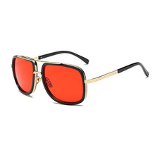 Load image into Gallery viewer, Square Lens Luxury Vintage Metal Big Frame Sunglasses Sunglasses Red
