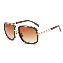 Load image into Gallery viewer, Square Lens Luxury Vintage Metal Big Frame Sunglasses Sunglasses Tea
